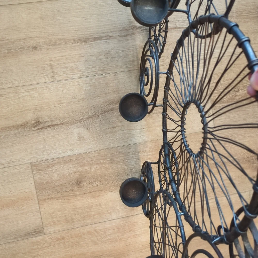 West Elm Spiral Circles Iron Wall 5-Votive Candle Holder Scones